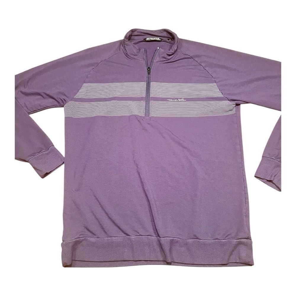 Travis Mathew Quarter-Zip Pullover Men’s L Navy Blue Stripe